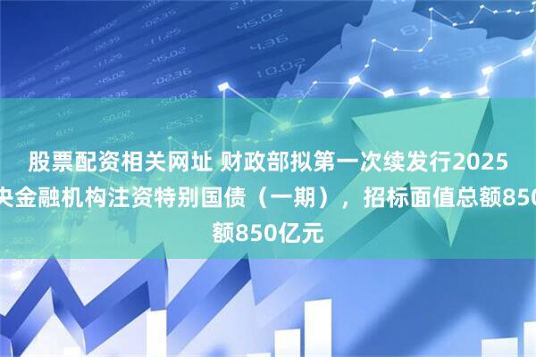 股票配资相关网址 财政部拟第一次续发行2025年中央金融机构注资特别国债（一期），招标面值总额850亿元